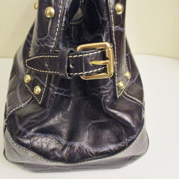 Dooney & Bourke Satchel Handbag Black Croc Embossed Leather Reversible Clip Lock - Picture 4 of 15